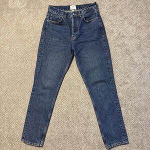 ANINE BING Blue Denim Straight Leg Jeans Size 27 High Rise Button Fly Classic